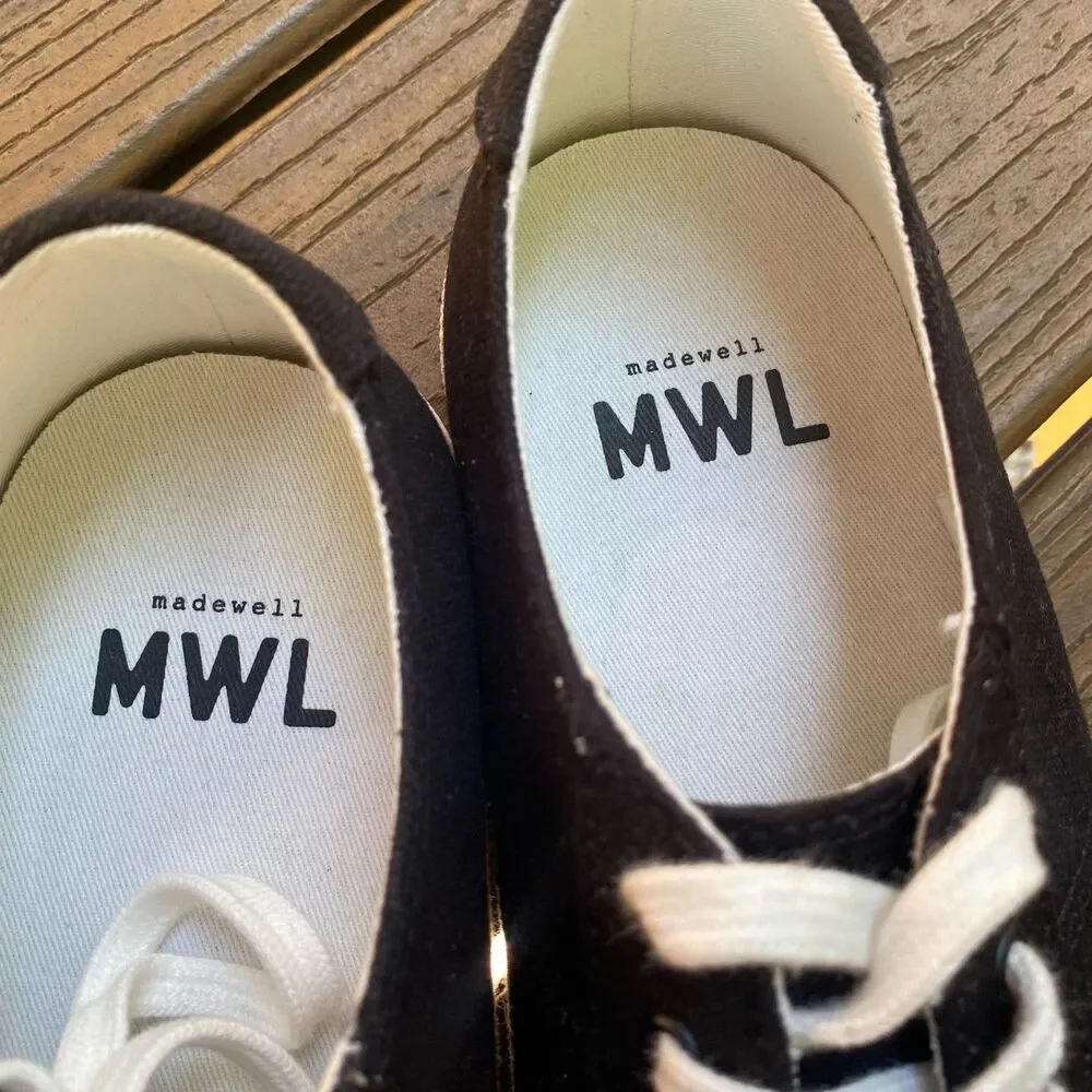 Madewell Sidewalk Low-Top‎ Sneakers in (Re)sourced Canvas W9.5/M8 Color Black